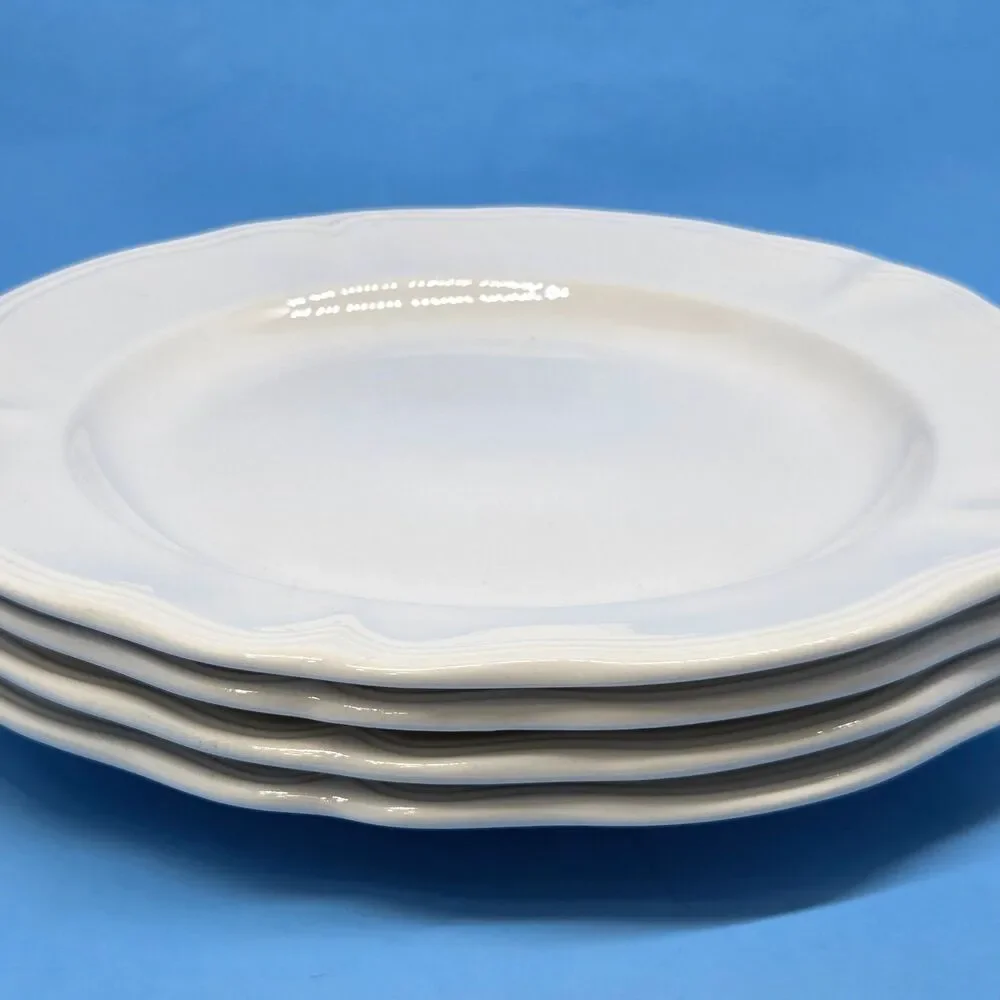 4 Federalist Ironstone White 10 5/8” Dinner Plates 4238 Made in Japan Read